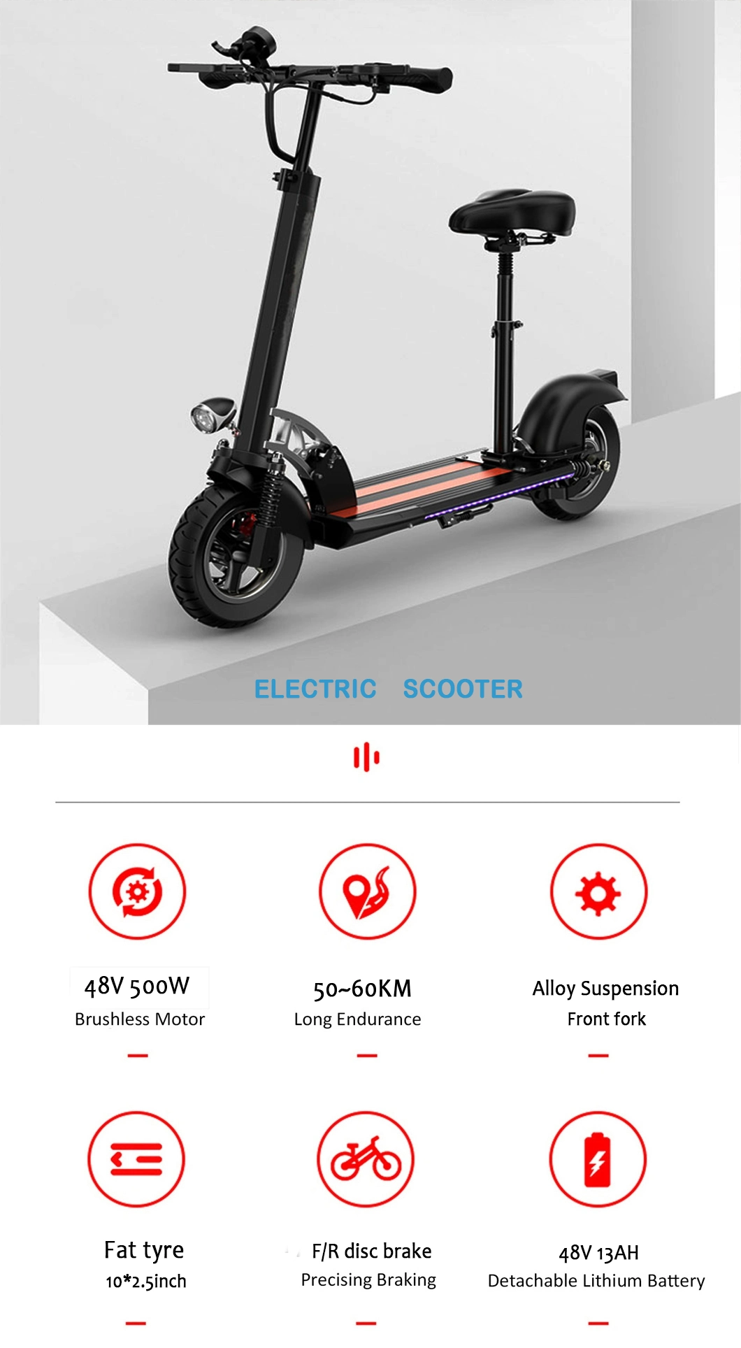 500W 1000W Two Single Rear Front Folding Powerful Brushless 600W 2000watt Dual Motor Electric Scooter